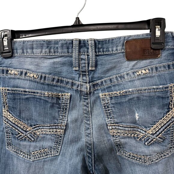 Bke Derek Straight Leg Denim Jeans 31R Blue Medium Wash Mens Casual Everyday - Picture 6 of 9